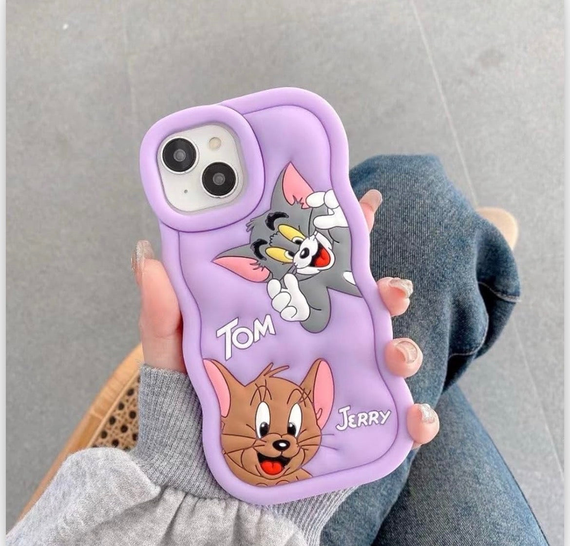 🛍️"Soft Tom & Jerry 3D Cartoon Case for iPhone – Cute Grey Full Protective Silicone Cover"💫 📦 -Luxro