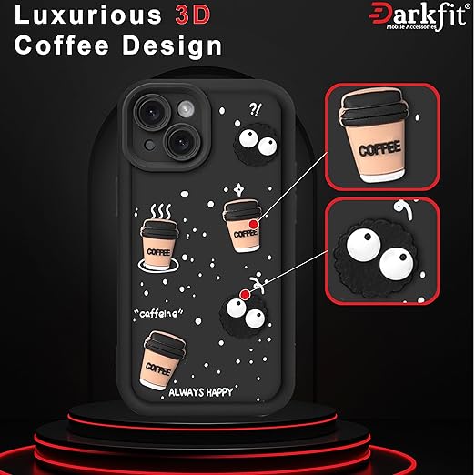 ☕✨ Coffee Case for iPhone | Non-Fading & Non-Yellowing Flexible Silicone Cover | Sleek Black ☕📱 -Luxro