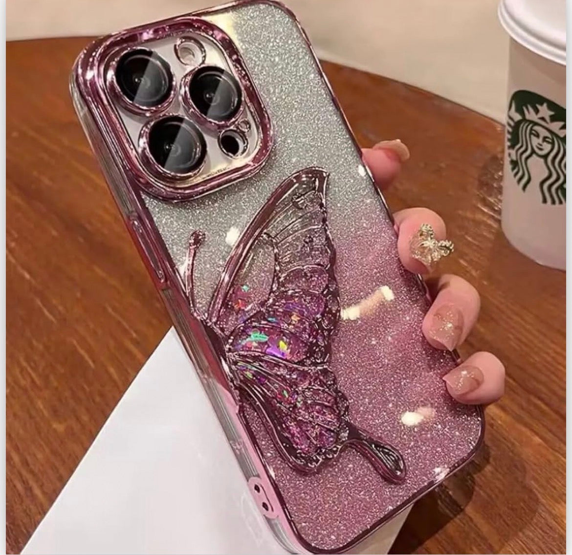 🦋💎 Rakulo Store Luxury Glitter Butterfly Case for iPhone 16 (Butterfly | Silver) 💖 -Luxro