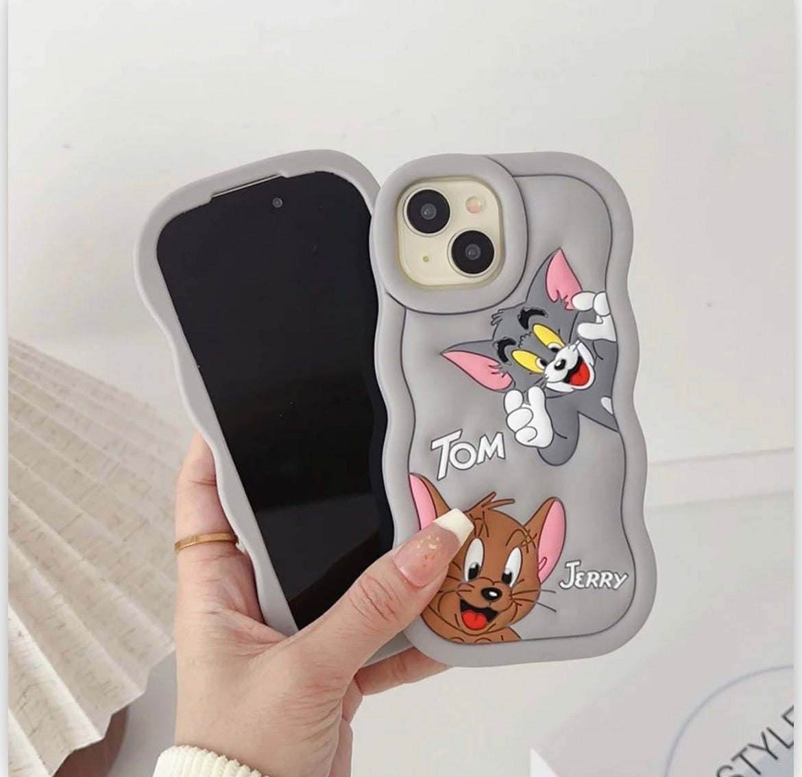 🛍️"Soft Tom & Jerry 3D Cartoon Case for iPhone – Cute Grey Full Protective Silicone Cover"💫 📦 -Luxro