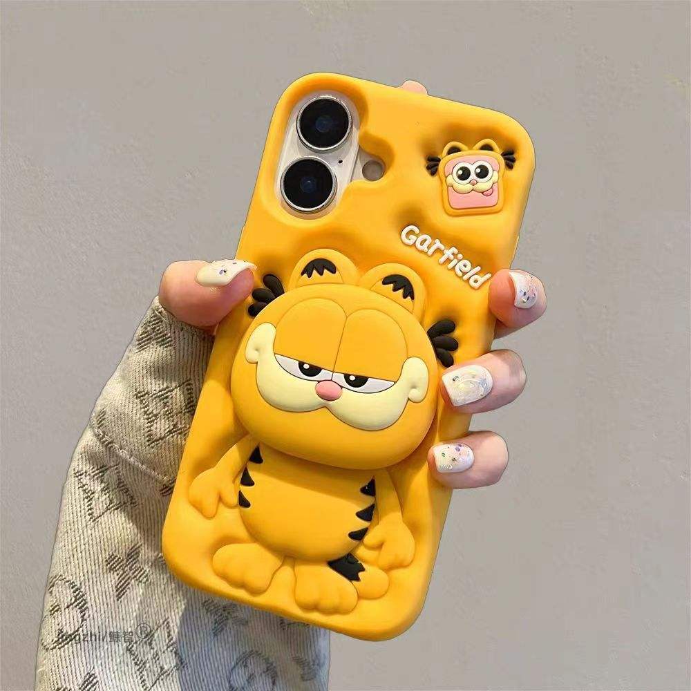 📱 Cute Cartoon Case for iPhone Pro | Silicone | Retractable Stand | Shockproof 💕 -Luxro