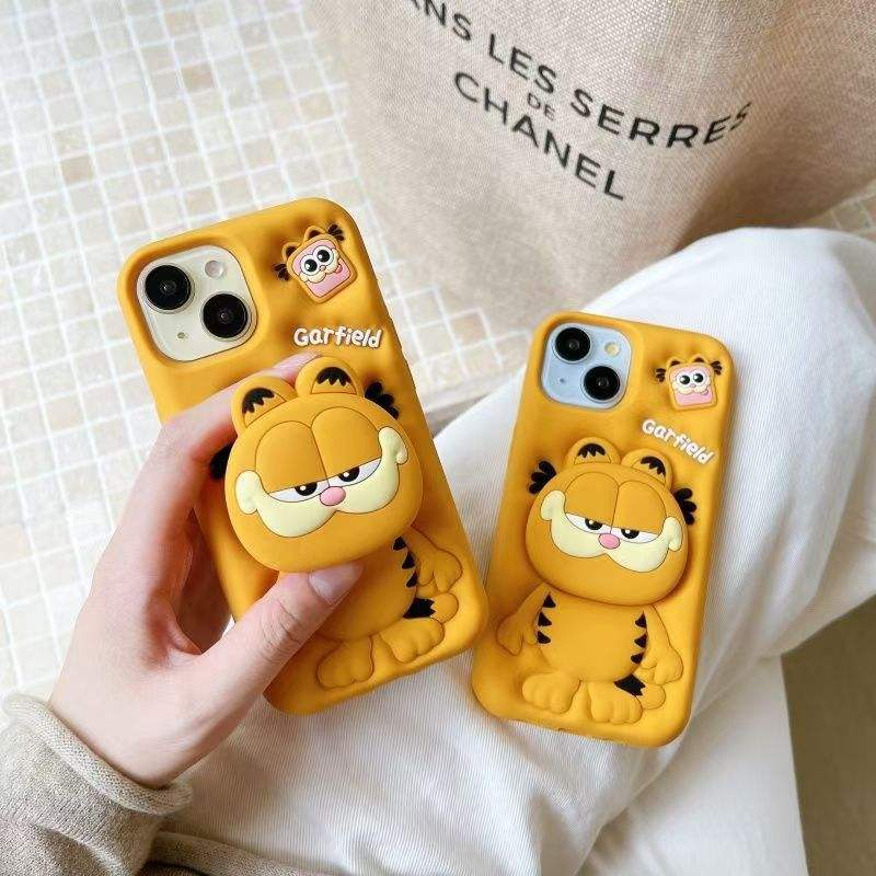 📱 Cute Cartoon Case for iPhone Pro | Silicone | Retractable Stand | Shockproof 💕 -Luxro
