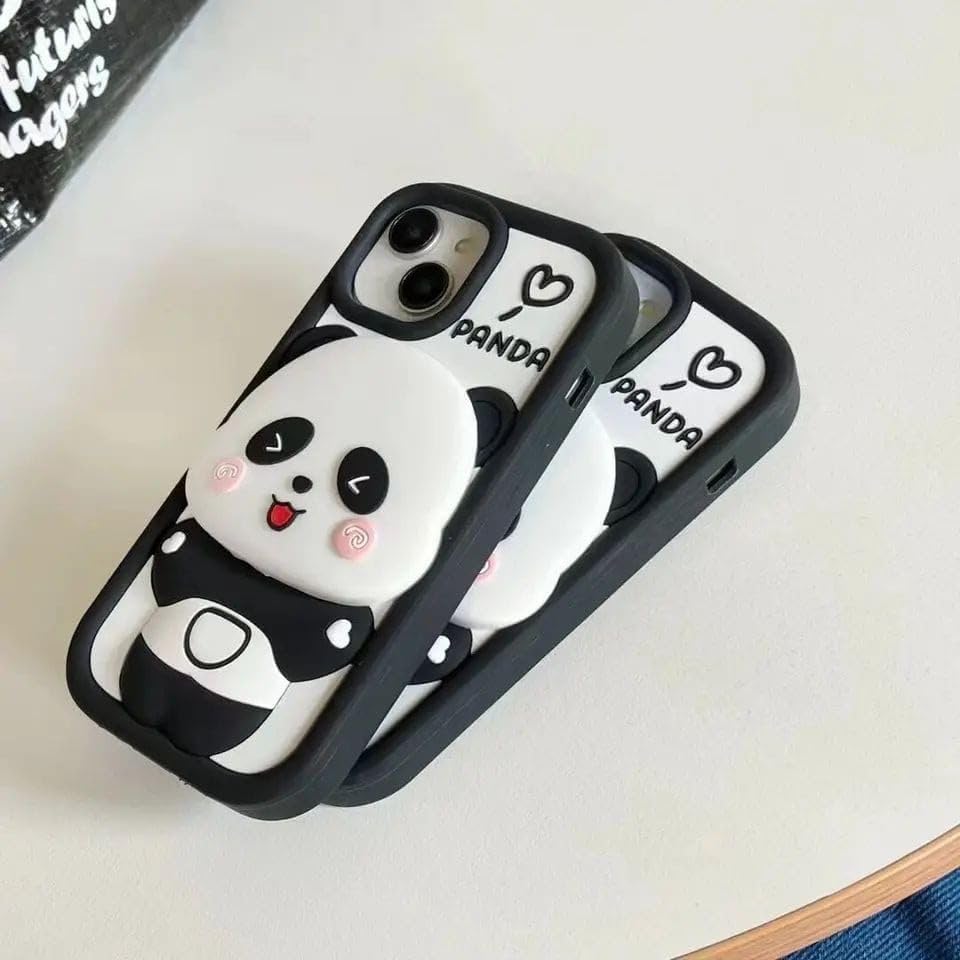 🐼✨ Cute Panda Mirror Stand Case for iPhone 📱💖 -Luxro