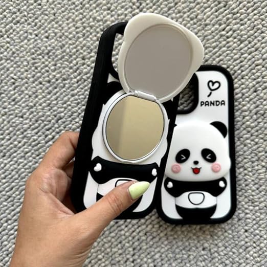 🐼✨ Cute Panda Mirror Stand Case for iPhone 📱💖 -Luxro